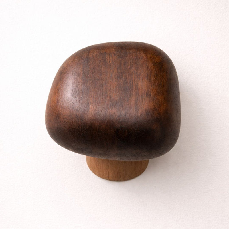 Patère murale champignon en bois - Bois foncé