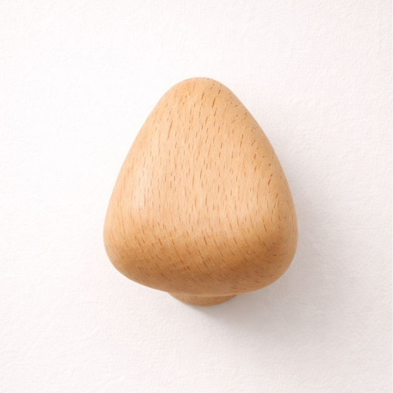 Patère murale galet sculpté en bois - Bois clair