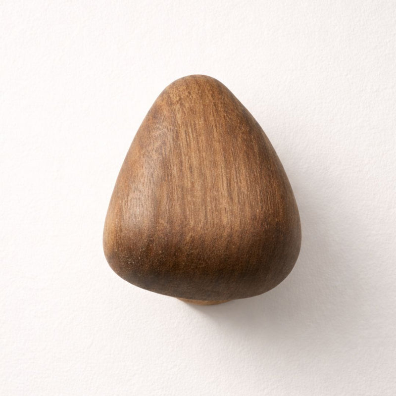 Patère murale galet sculpté en bois - Bois foncé