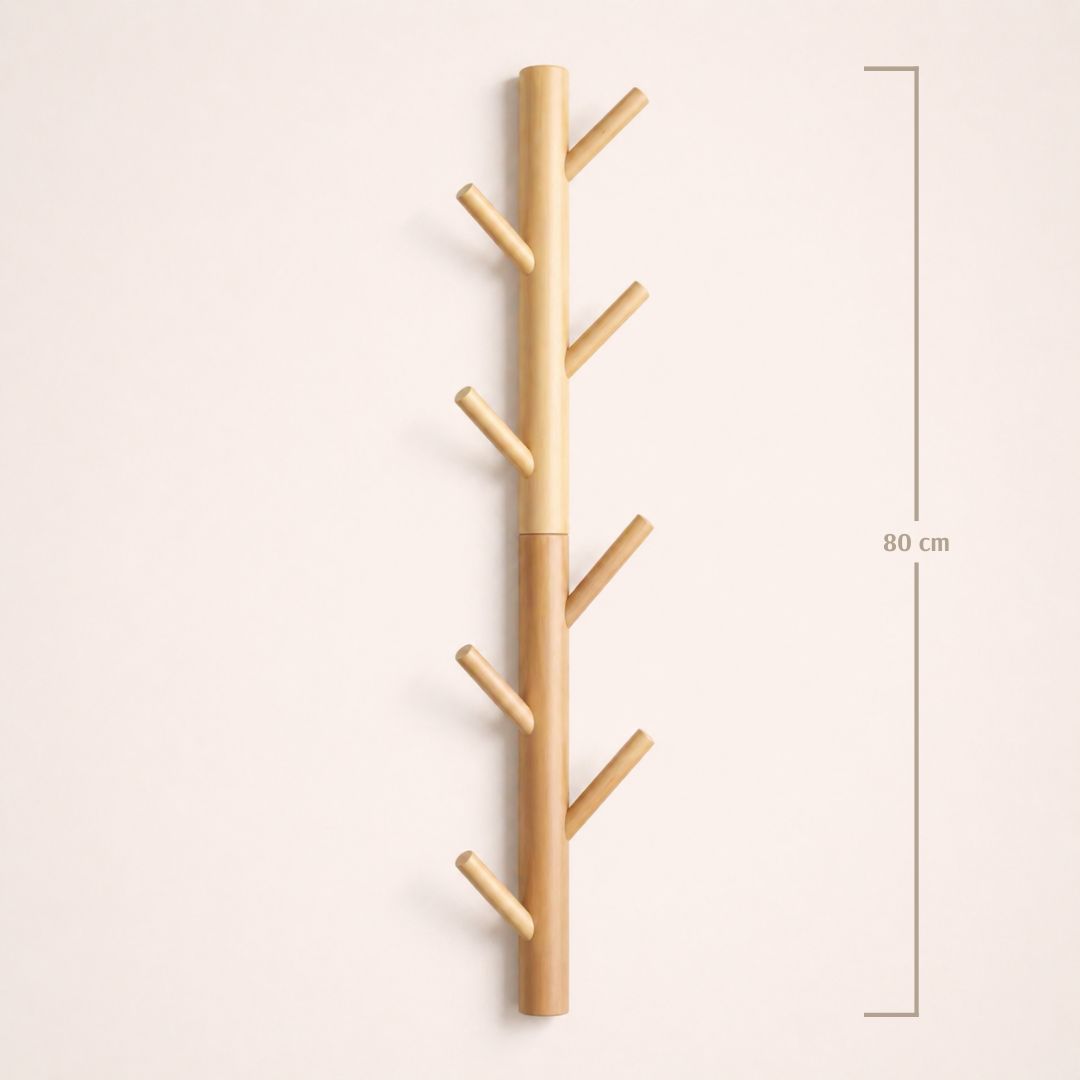 Porte-manteau mural marron clair en forme d'arbre grand format