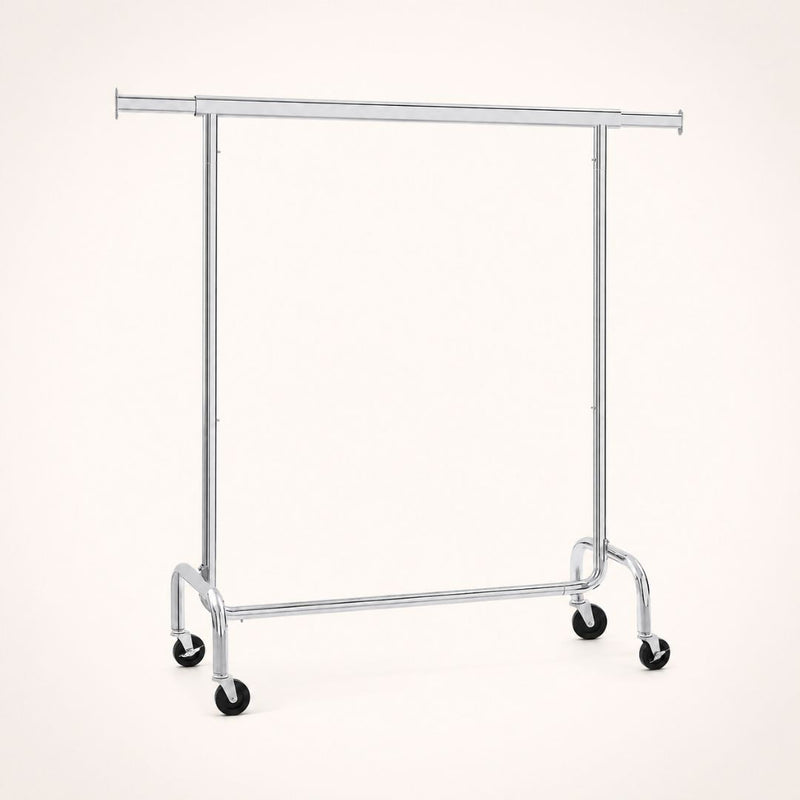 Portant à vêtements extensible sur roulettes en acier - Gris