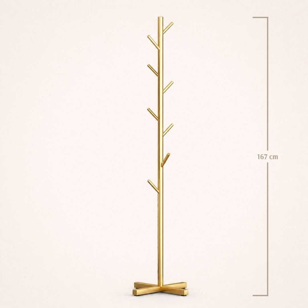 Porte-manteau sur pied doré en forme d'arbre