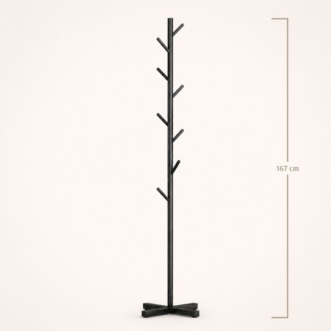 Porte-manteau sur pied noir en forme d'arbre