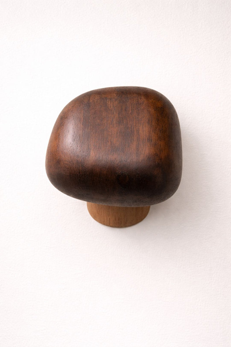 Patère murale champignon en bois - Bois foncé