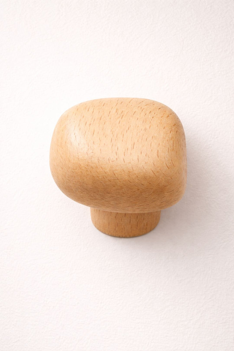 Patère murale champignon en bois - Bois clair