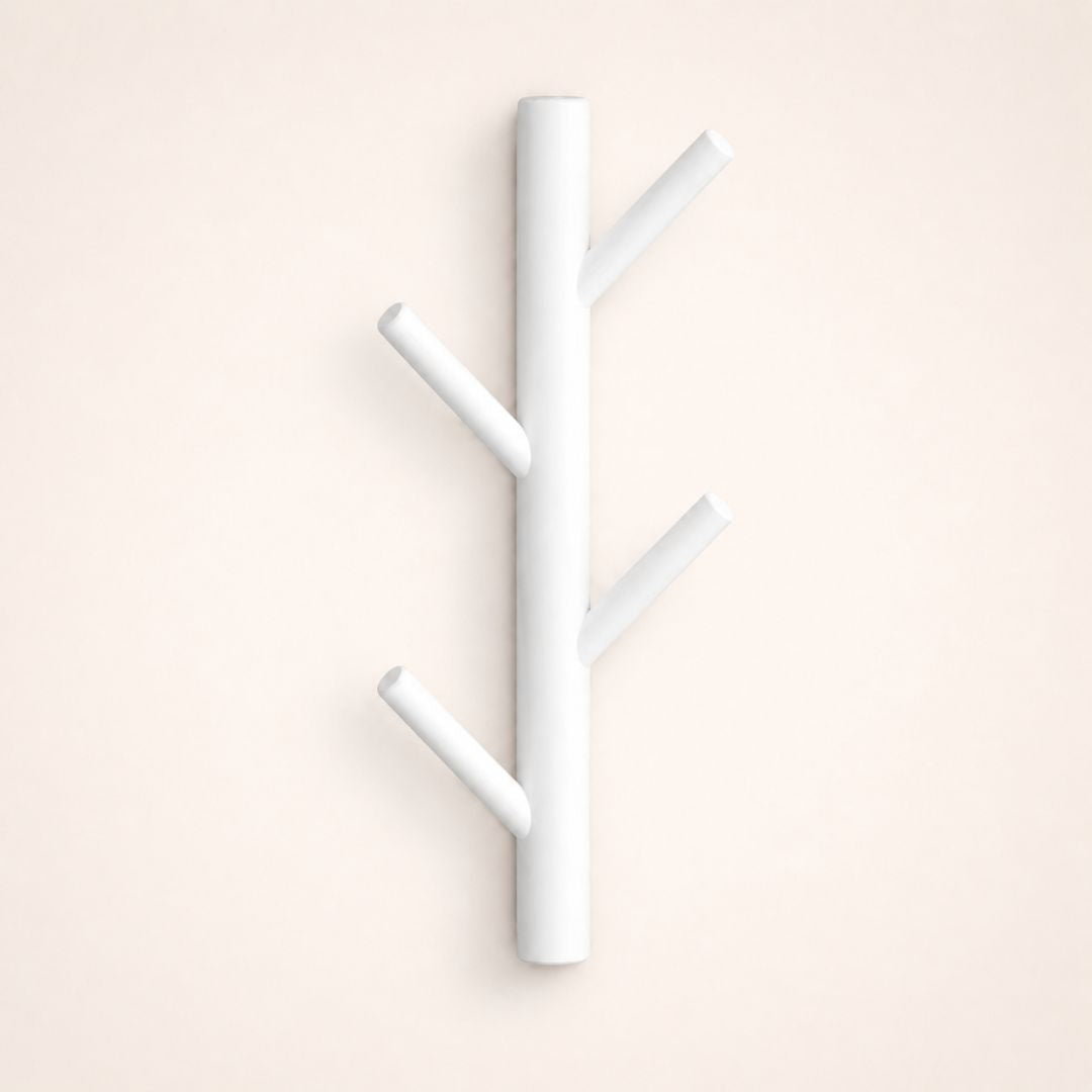 Porte-manteau mural blanc en forme d'arbre