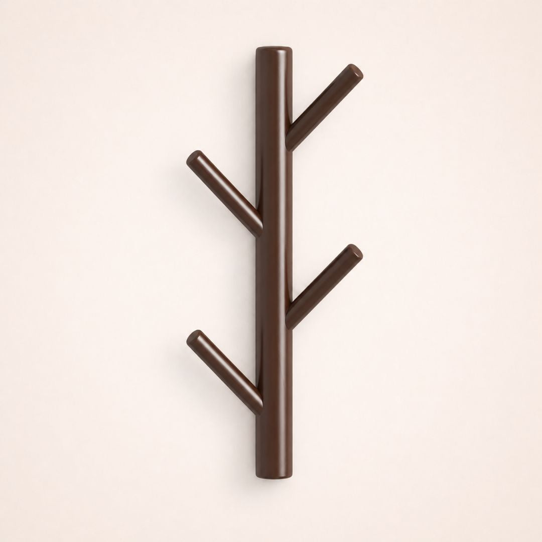 Porte-manteau mural marron foncé en forme d'arbre