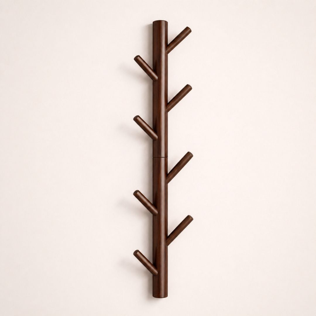 Porte-manteau mural marron foncé en forme d’arbre grand format
