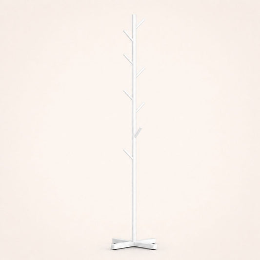 Porte-manteau sur pied blanc en forme d'arbre