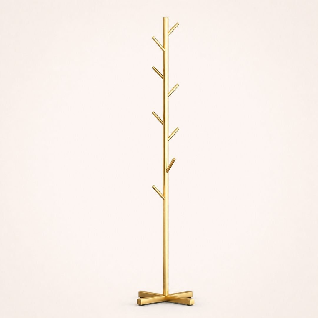 Porte-manteau sur pied doré en forme d'arbre