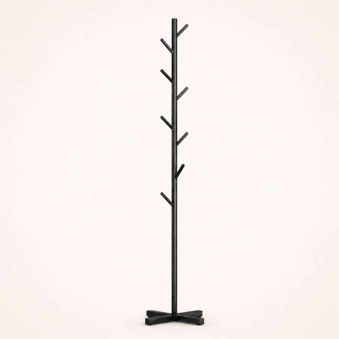 Porte-manteau sur pied noir en forme d'arbre
