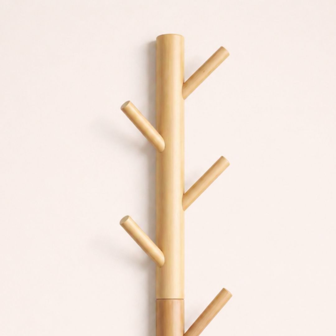 Porte-manteau mural marron clair en forme d'arbre grand format