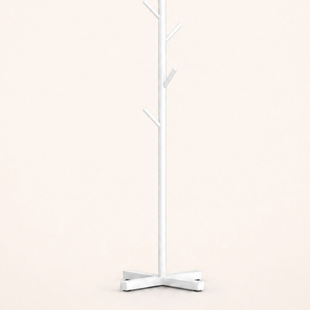 Porte-manteau sur pied blanc en forme d'arbre