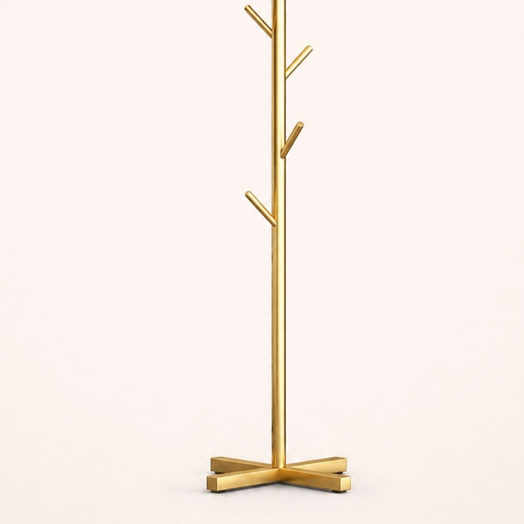 Porte-manteau sur pied doré en forme d'arbre