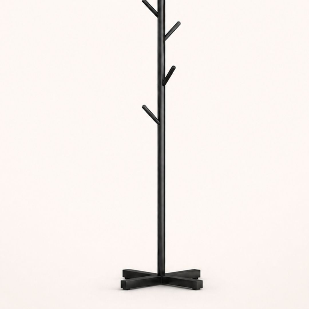 Porte-manteau sur pied noir en forme d'arbre