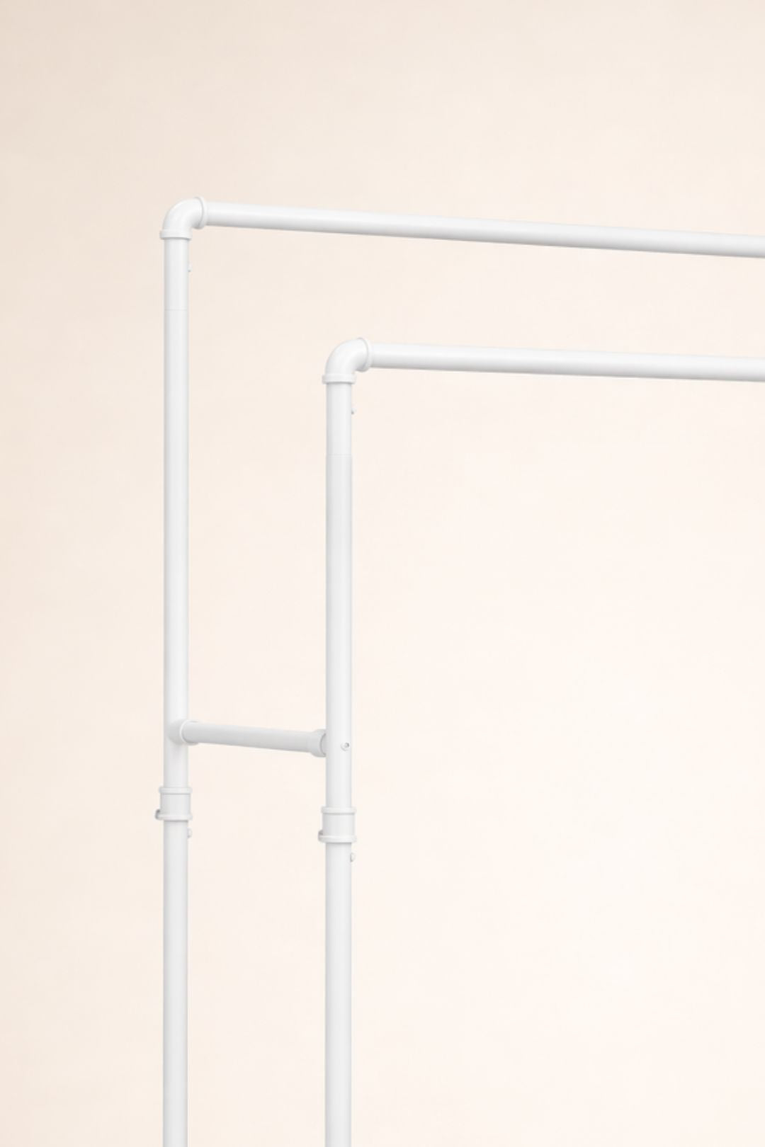 Portant à vêtements double barre sur roulettes - Blanc