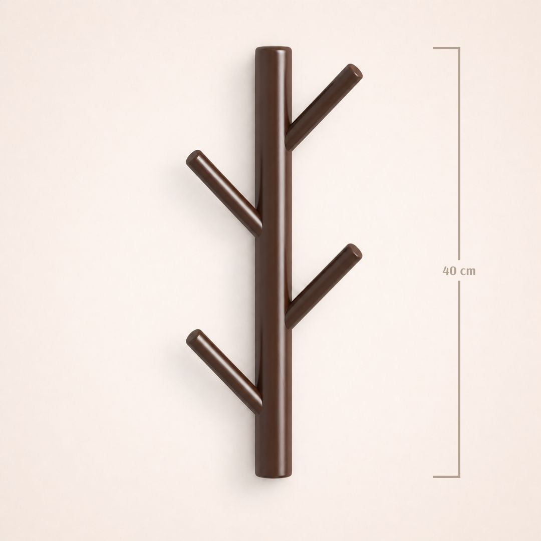 Porte-manteau mural marron foncé en forme d'arbre