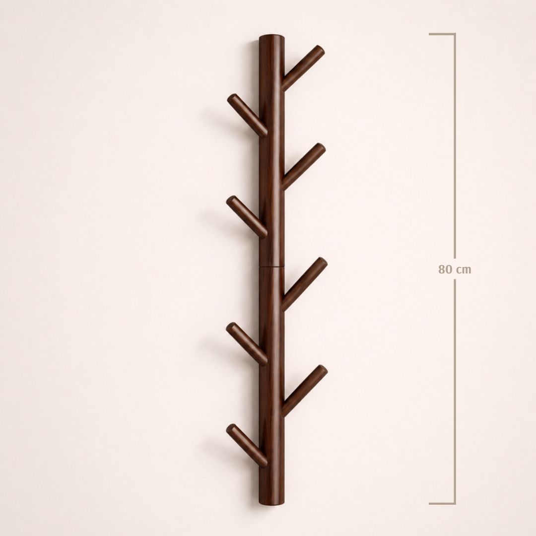 Porte-manteau mural marron foncé en forme d’arbre grand format