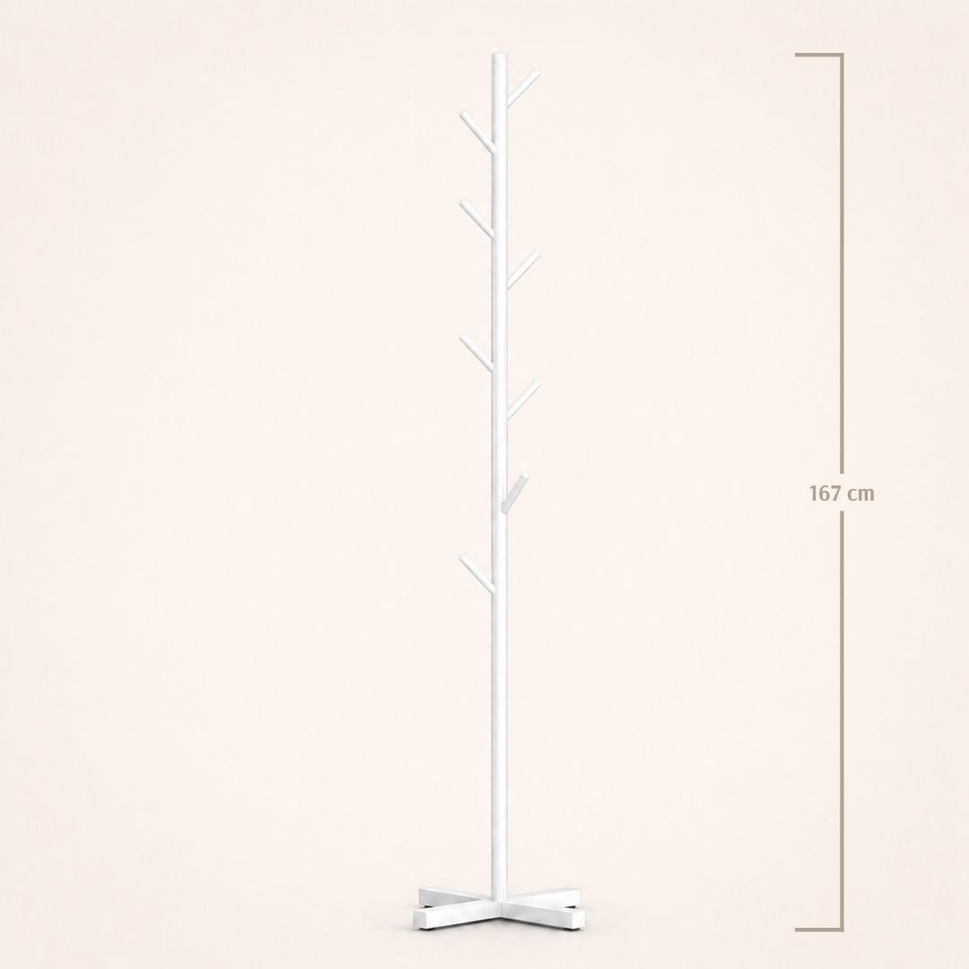 Porte-manteau sur pied blanc en forme d'arbre